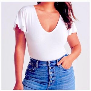 A&F Soft & Drapey Angel Sleeve Bodysuit